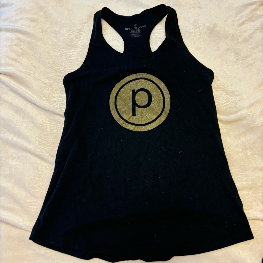 Pure Barre Black Tank Top with Gold Logo